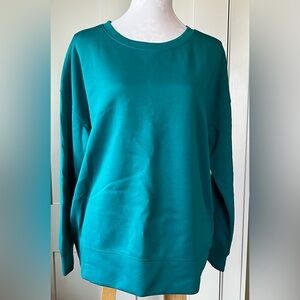 Mondetta teal sweatshirt. Recycled poly, rayon & spandex. Size XL